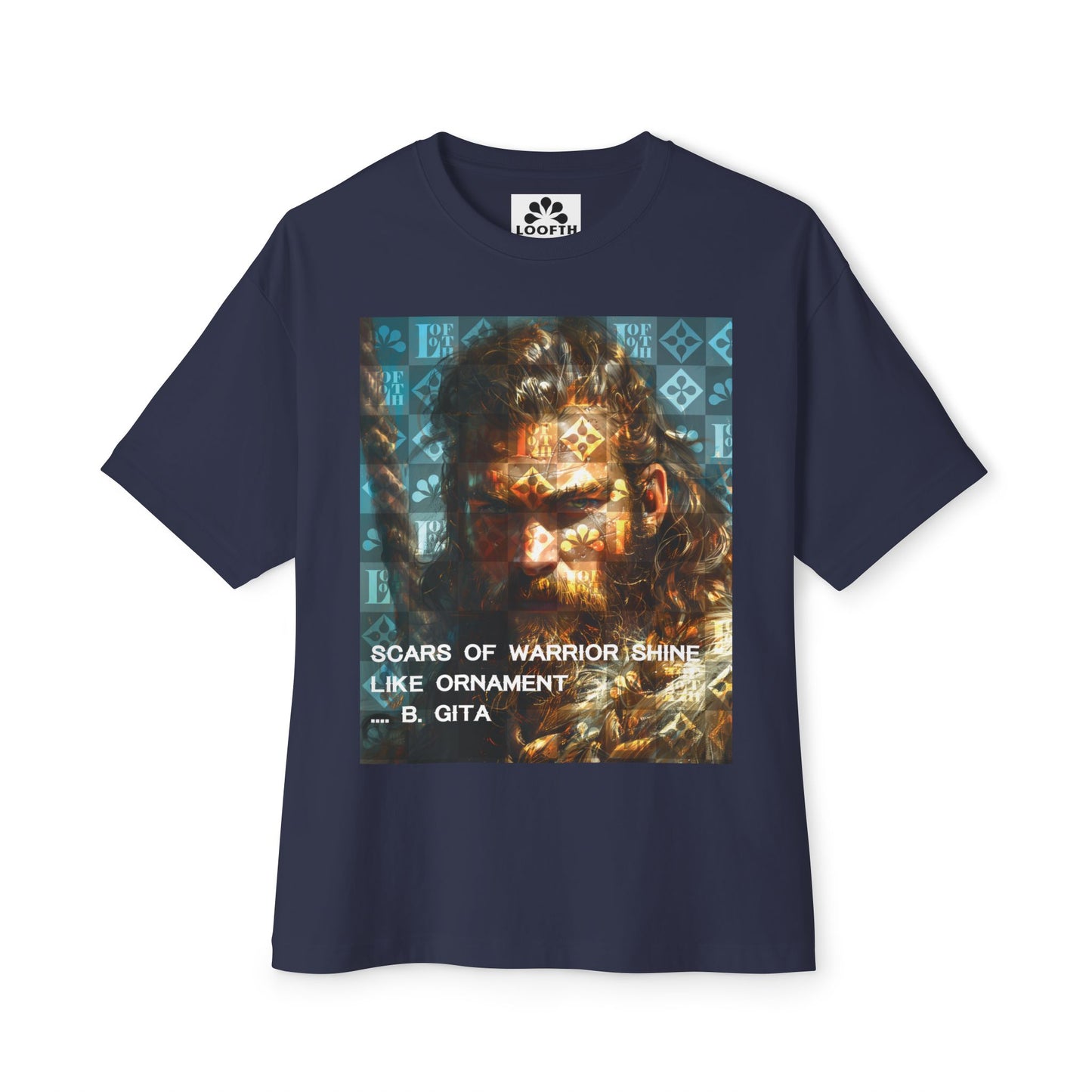 (F) Warrior Spirit Oversized Tee - Unisex White T-Shirt with Inspirational Art