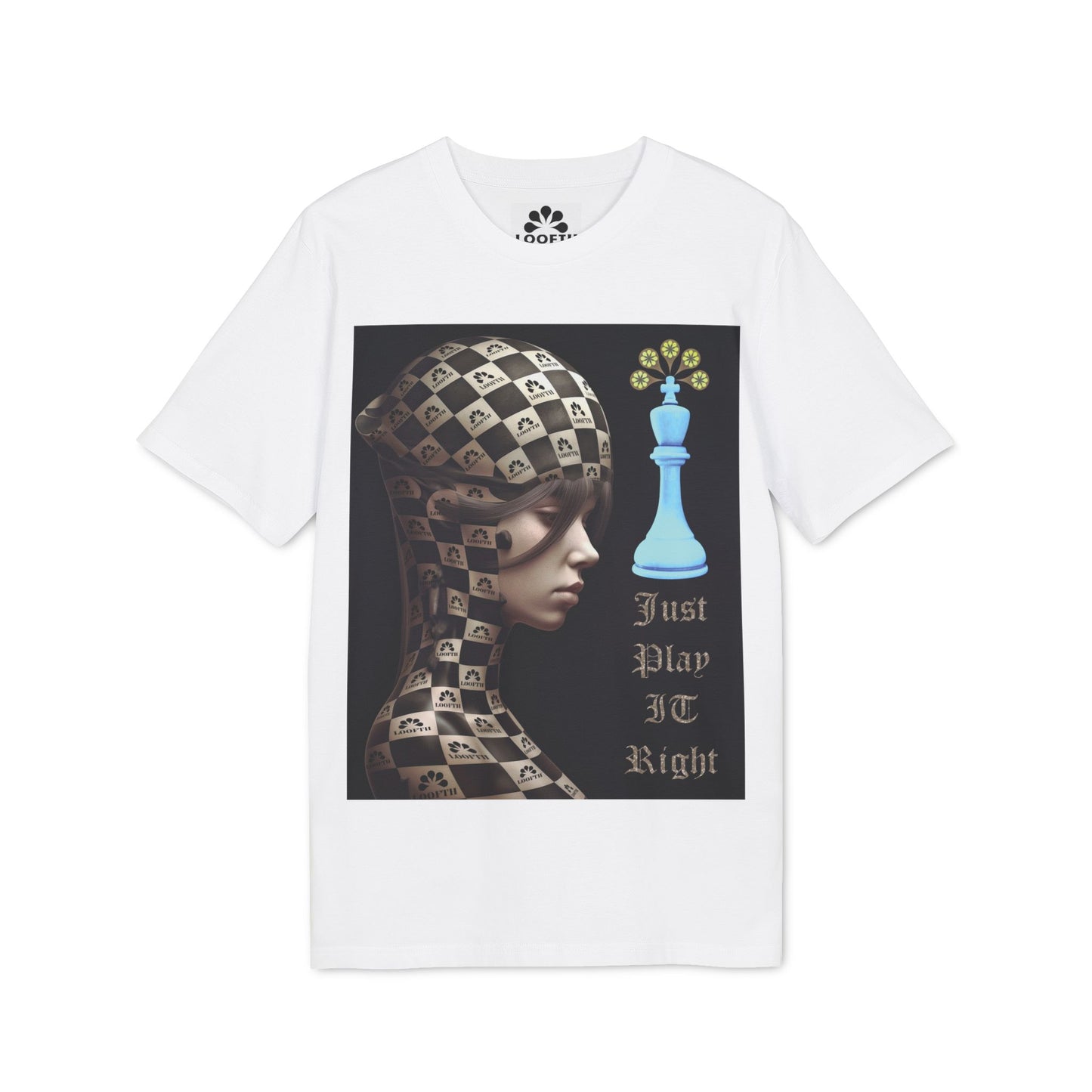 (F) Échiquier Élégant Unisex Organic Combed Cotton Medium Fit T-shirt
