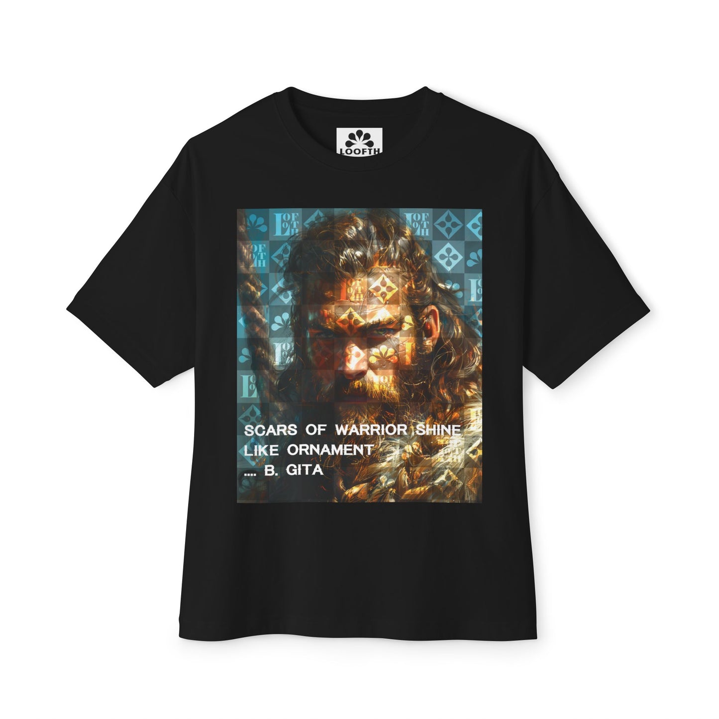 (F) Warrior Spirit Oversized Tee - Unisex White T-Shirt with Inspirational Art