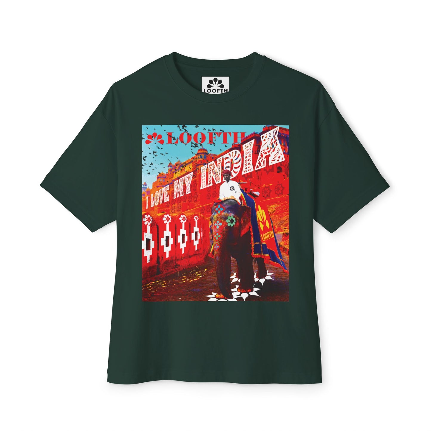 (F) Éléphant Raj Unisex Oversized Boxy Tee