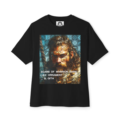 (F) Warrior Spirit Oversized Tee - Unisex White T-Shirt with Inspirational Art