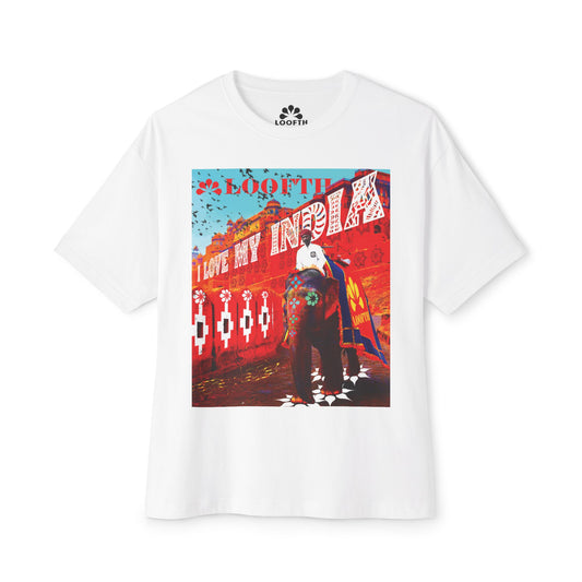 (M) Éléphant Raj Unisex Oversized Boxy Tee
