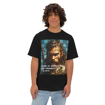 (F) Warrior Spirit Oversized Tee - Unisex White T-Shirt with Inspirational Art